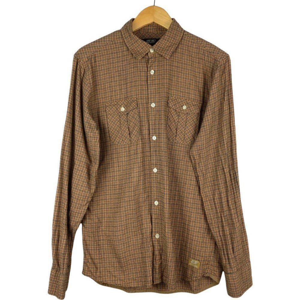 55DSL Diesel Men's Mustard Plaid Button Up Long Sleeve Shirt US L